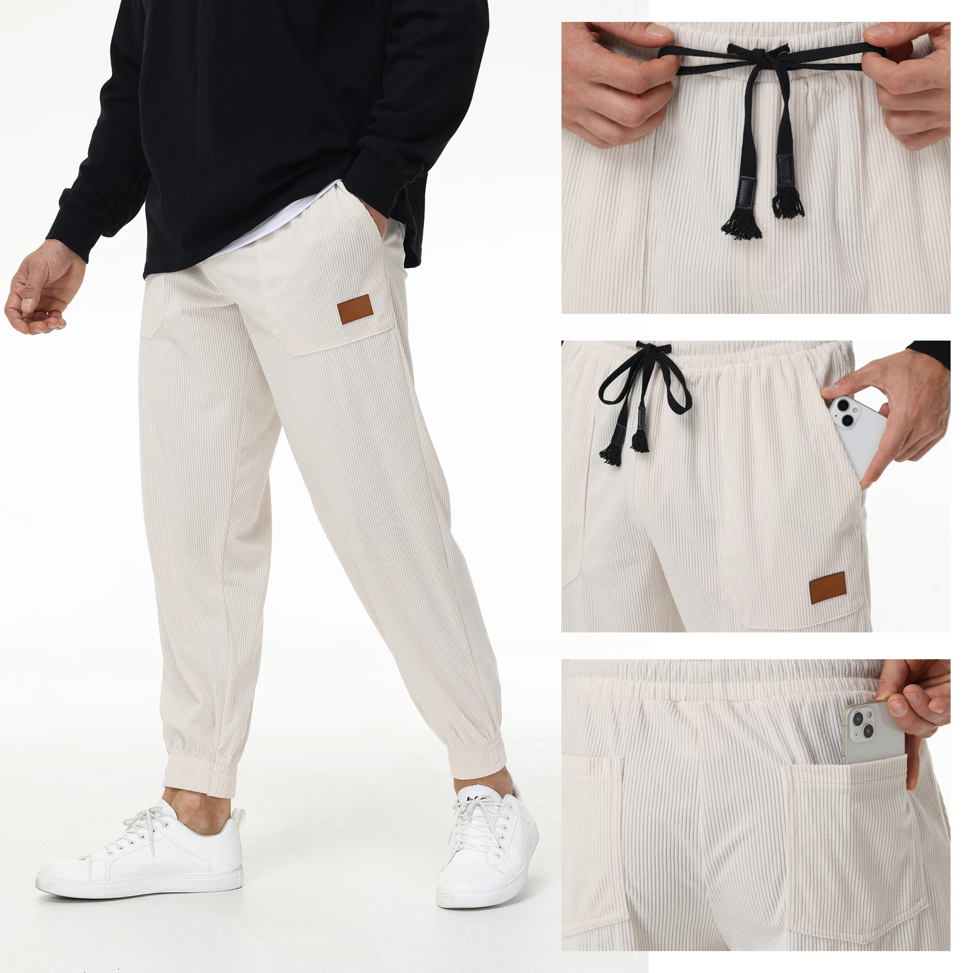 

Mens Baggy Corduroy Jogger Pants Casual Sweatpants Tapered Pants for Jogging Outdoor Sport Thermal Trousers Autumn Winter