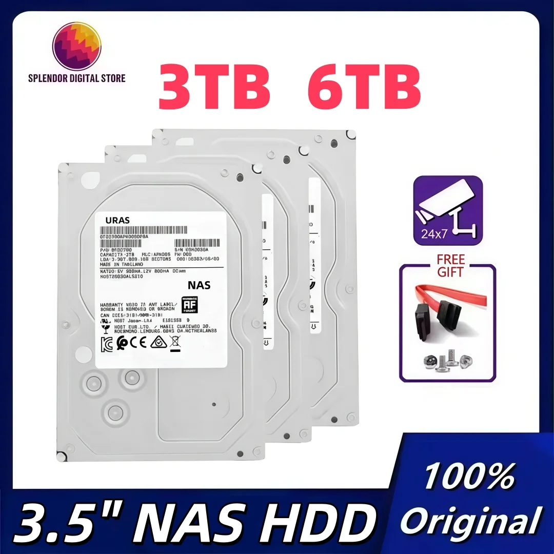 

Original 6TB 2TB 3.5" NAS Internal Hard Drive 5400rpm Surveillance HDD 64M Cache SATAIII 6.0Gb/s Monitoring HDD For HGST