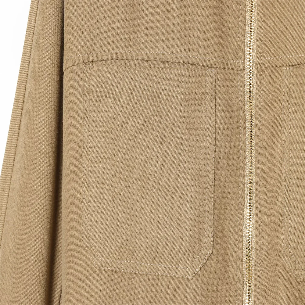 Winter nieuwe damesmode kraag verstelbare taille zak decoratie jas en wijde pijpen casual broek