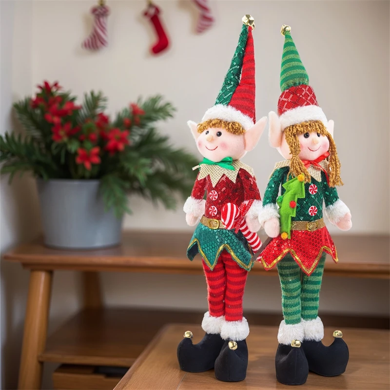 Standing Cloth Elf Figure  Fabric Doll For Christmas Party Table Decor Home Mantel Cozy Holiday Gift For Kids Couples