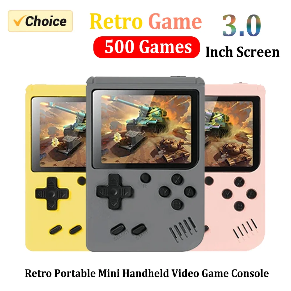 Retro Portable Mini Handheld Video Game Console 8 Bit 3.0 Inch Color LCD Kids Color Game Player Built in 500 Games