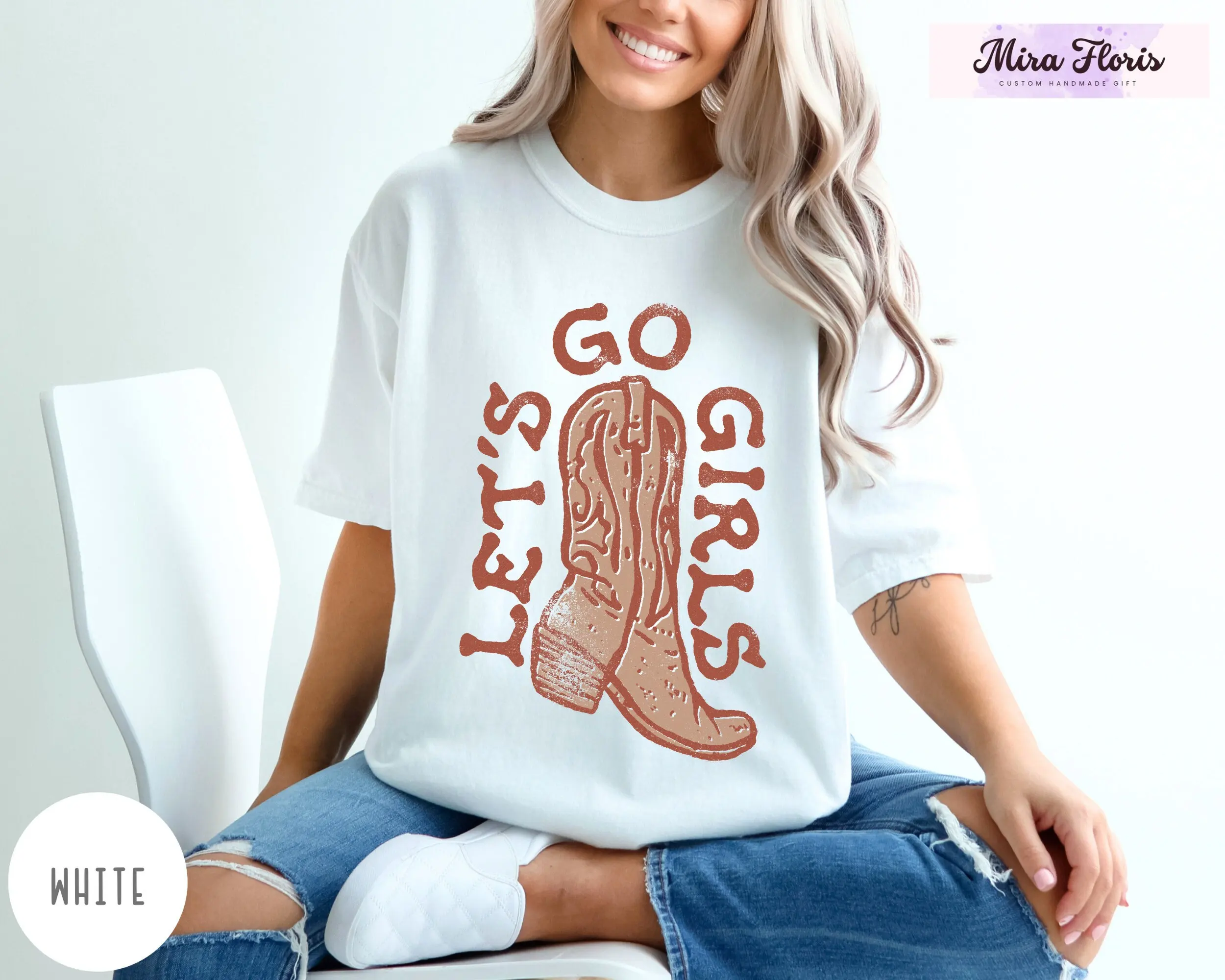 Comfort Colors Lets Go Girls T Shirt Cowgirl Boots Star Bachelorette Party Cute Bridal Nashville Trip