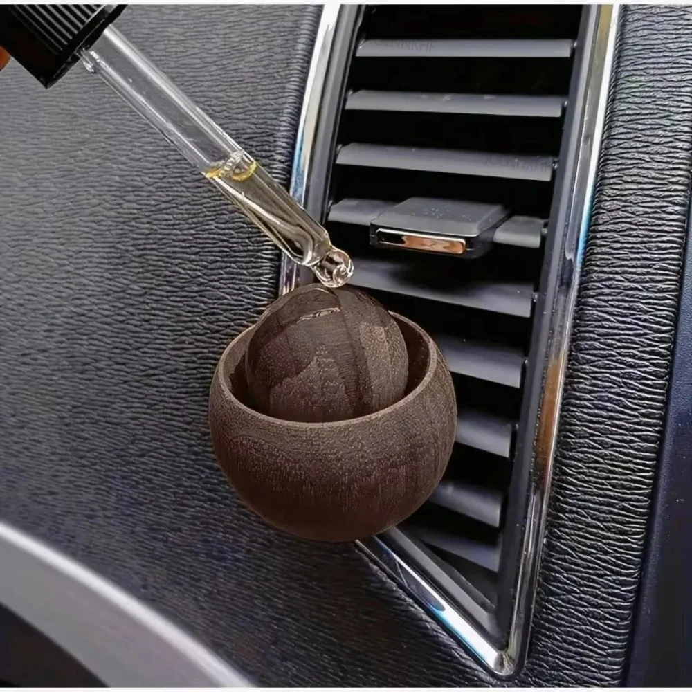 Natural Fragrance Dispersion Spherical Design Car Wooden Essential Oil Diffusers Bedroom Decor Diffuser Car Home Room Fragrance
