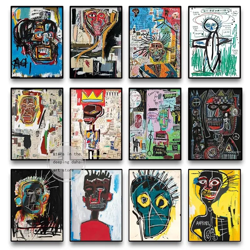 جان ميشيل مجردة الكتابة على الجدران قماش اللوحة ، ملصق للديكور المنزل ، غرفة المعيشة ، جدار الفن ، السرير #1