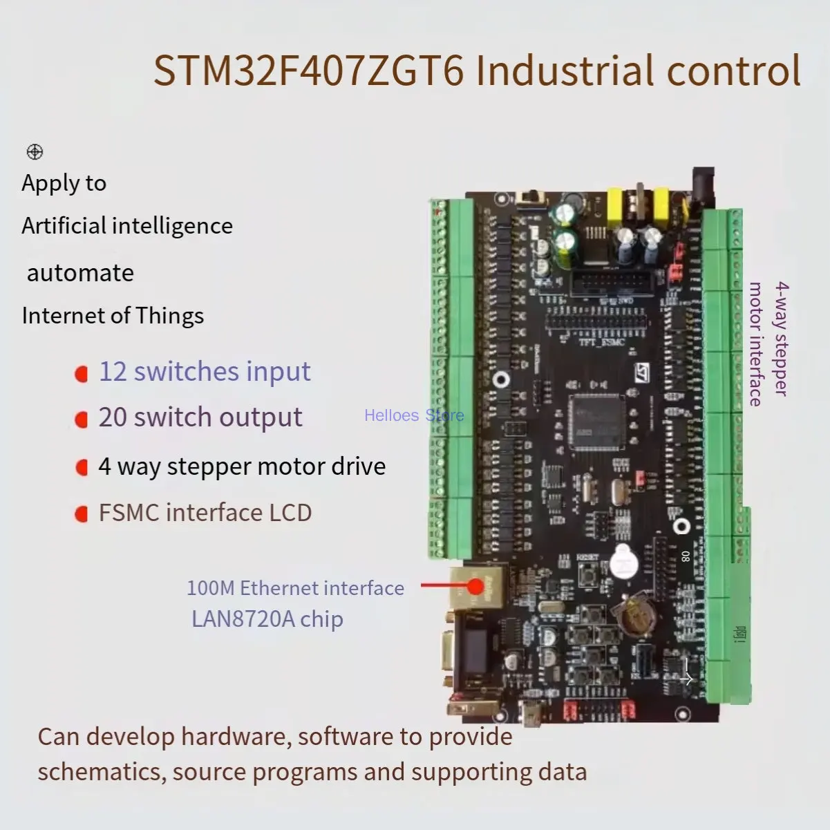 Placa de Control Industrial STM32F407ZGT6, placa de Control Industrial PLC, placa de desarrollo STM32 F4 Cortex-m4
