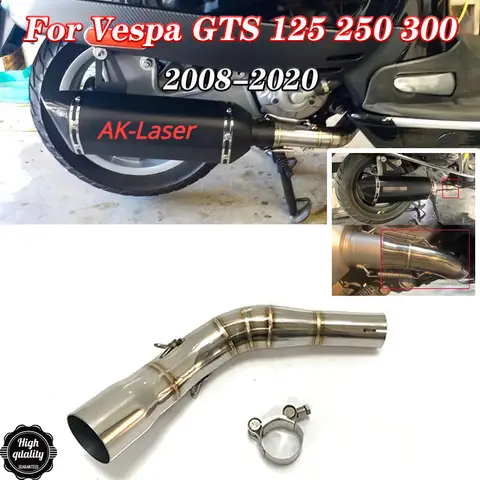 오토바이 배기 머플러 링크 파이프 51mm 탈출 Piaggio GTS300 Vespa GTS 125 250 300 2008-2017 2018 2019 2020 GTS300