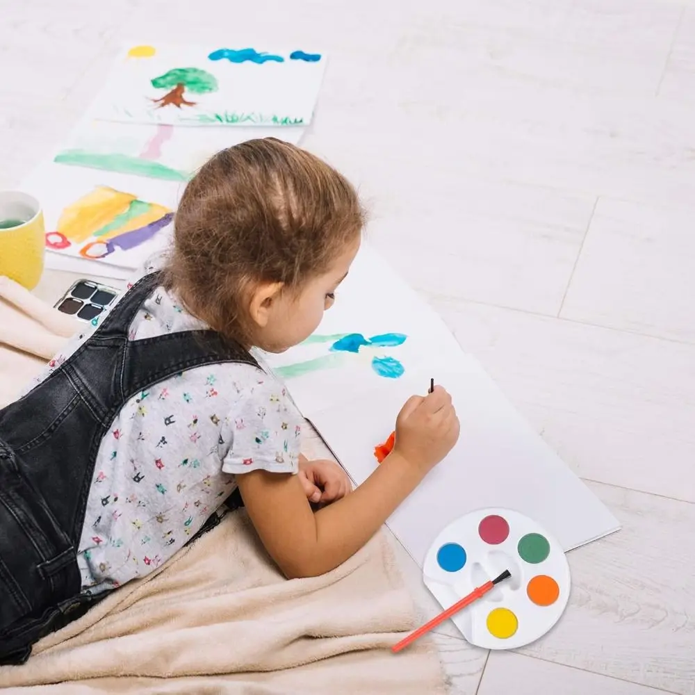 5 Color Paint Palette Mini Watercolor Paint Set Sheets Glue Points Portable Watercolor Paint Palette With Water Brush Pen