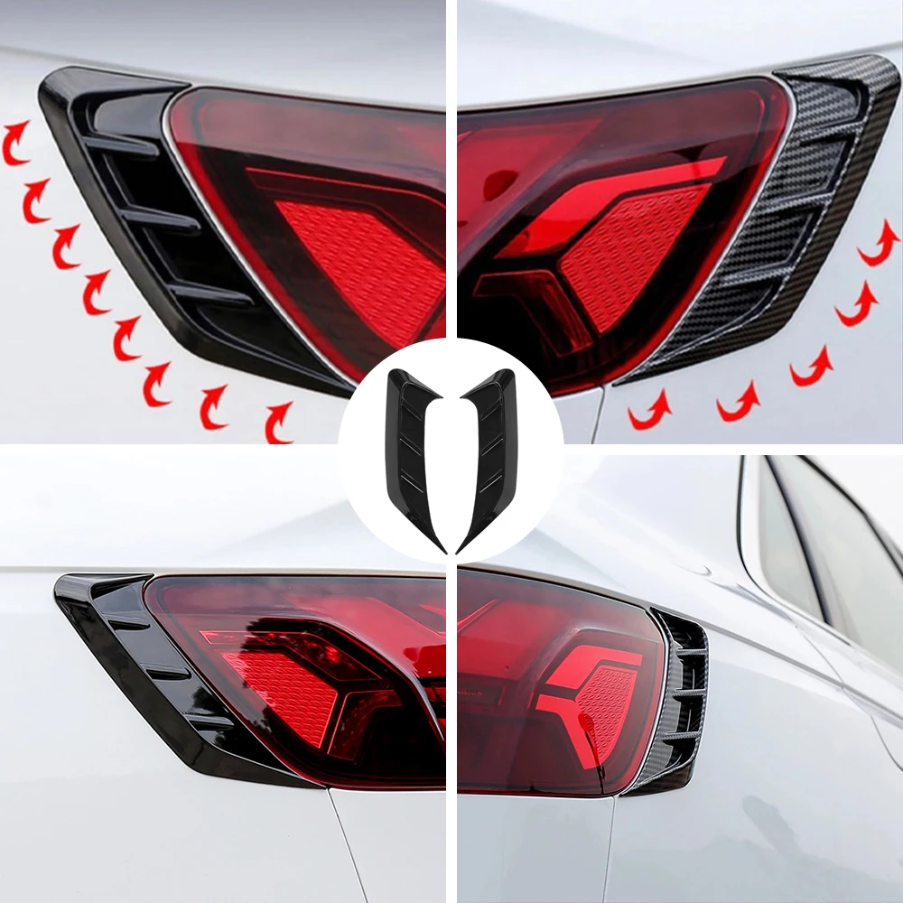 Pair Car Rear Taillight Eyebrow Decorative Cover Trim Sticker For Audi A4L 2017-2021Glossy Black/Carbon Fiber view 4