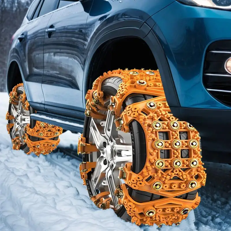 Tire Traction Chain Heavy Duty Adjustable Snow Chains Reusable Portable Car Snow Chains for Pickup Trucks and Off-road SUV Car