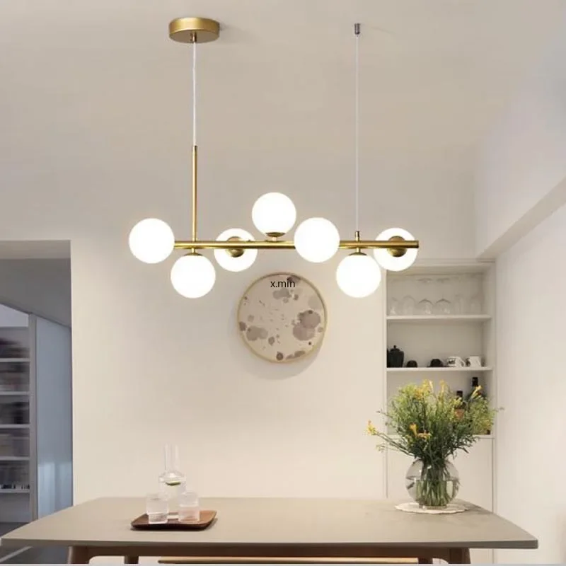 

Modern Long Dining Room Chandeliers Glass Ball Lampshade Light Over The Table Kitchen Office Pendant Lamp Home Decor Luminaires