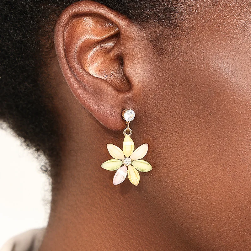 Earrings For Women Colorful Flower Acrylic Rhinestone Ear Accessories Holiday Party Gift OL Fashion Jewelry DE104