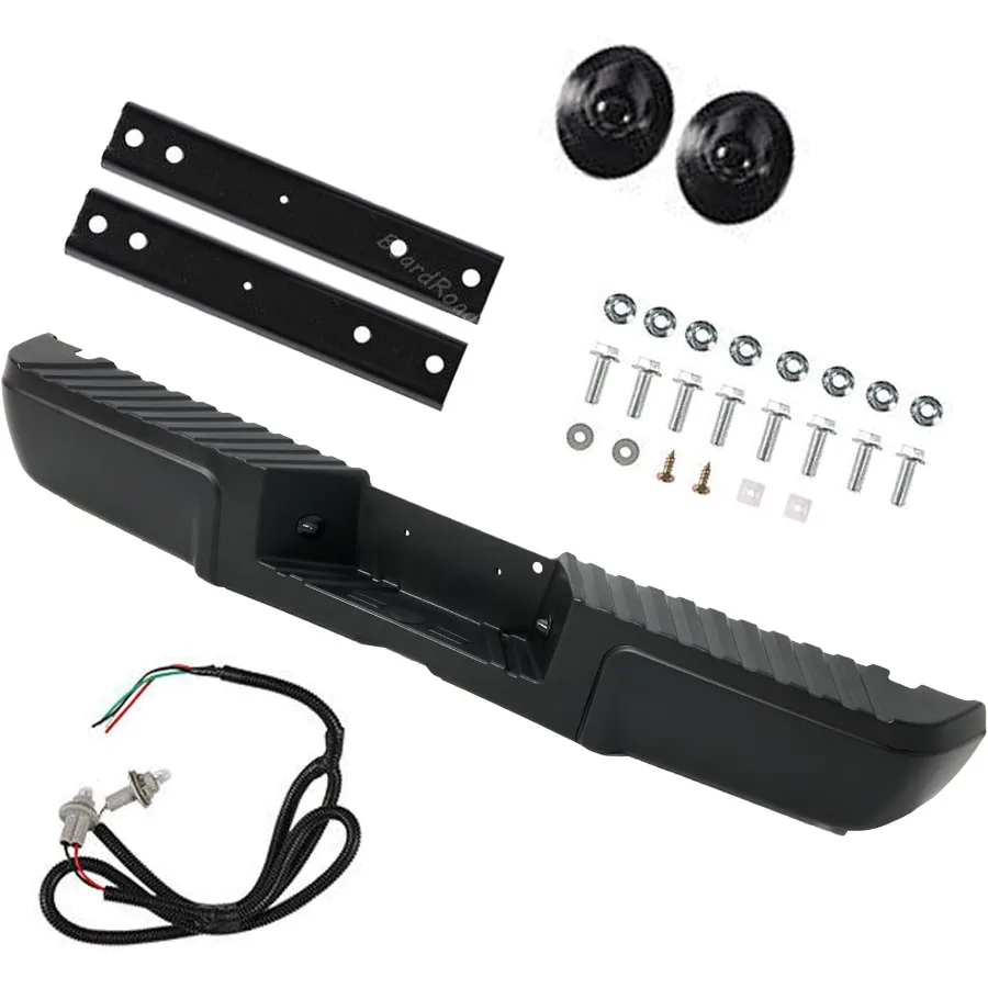 مجموعة المصد الخلفي من الفولاذ لـ 20082016 Ford F250 F350 F450 Super Duty بدون فتحات مستشعر الحديقة استبدال المصد الخلفي الأسود