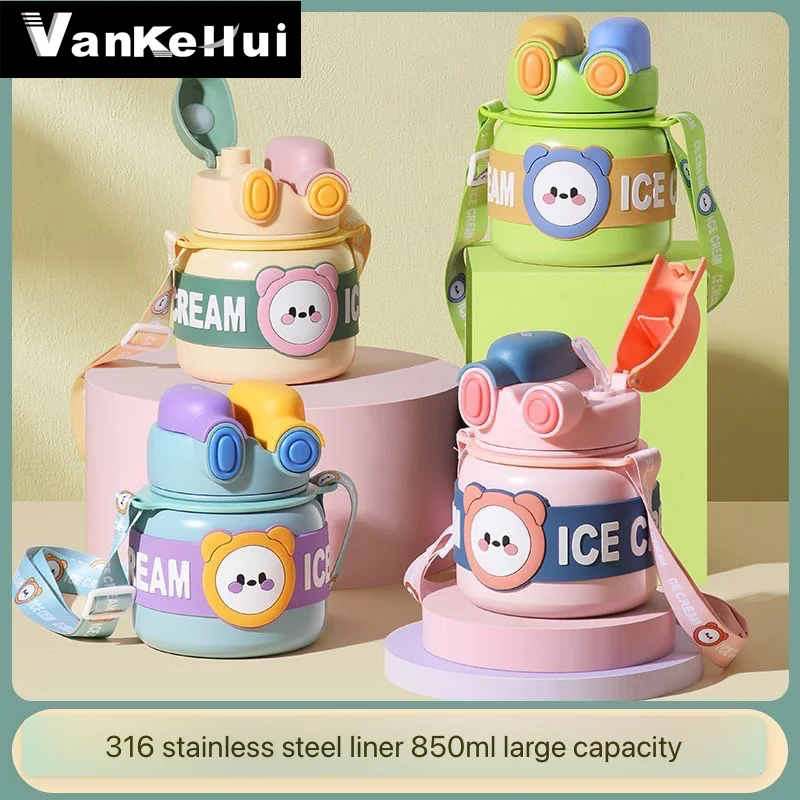 

Supports OEM/ODM, LOGO customization, double-drink bear cartoon insulated children and girls, high appearance level, large-belte