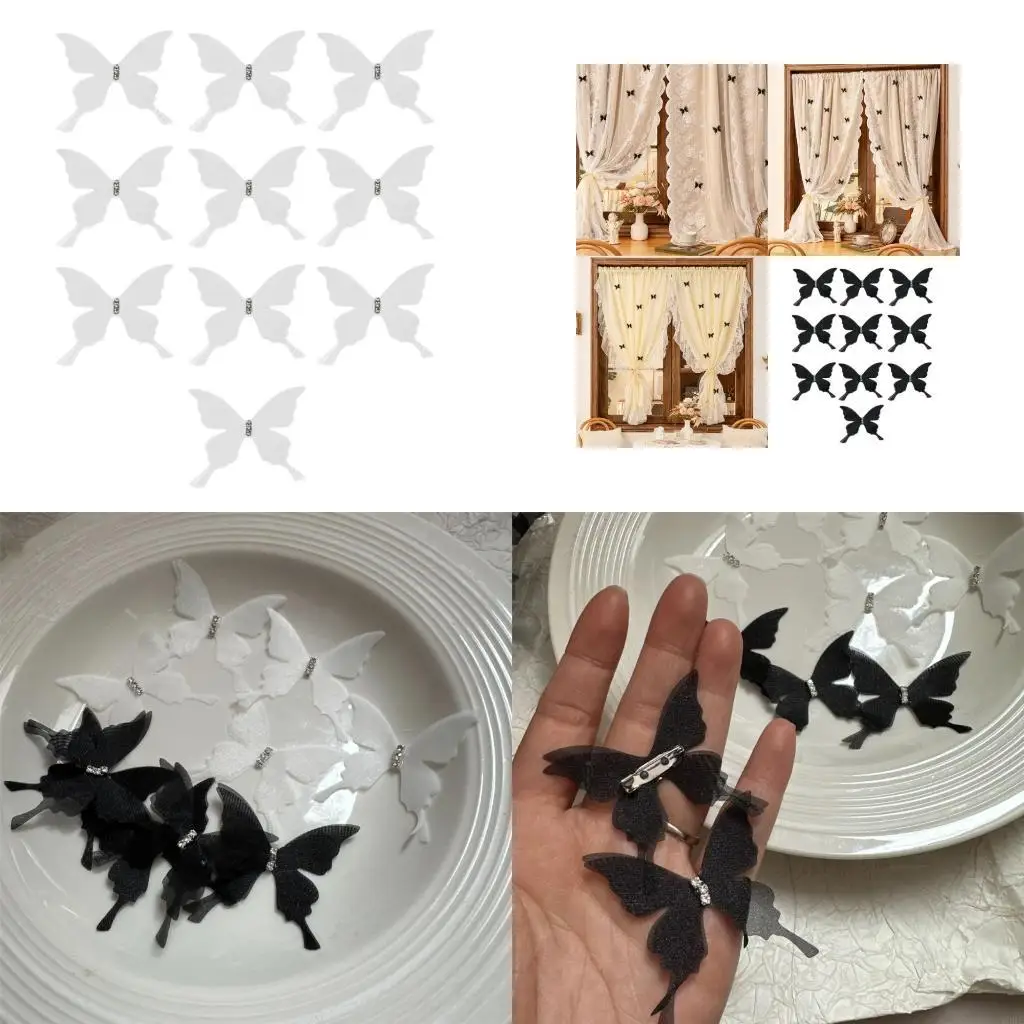 

10Pieces Sheer Butterfly Pin Decorative Safety Pin Curtain Decoration Accessory Y08E