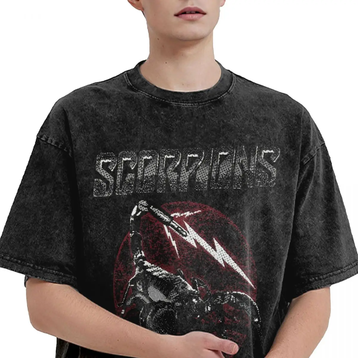 Washed T Shirt Scorpions Rock Band Hip Hop Vintage T-Shirts High Street Music Tour Streetwear Cotton Summer Tops Tees Men Women