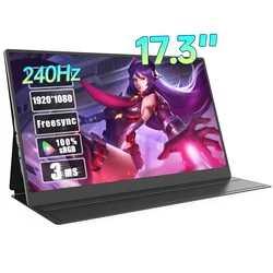 17.3 Inch 240Hz 1080P Portable Monitor 1920*1080P 100%sRGB HDR 3MS FreeSync IPS Screen Game Display For Laptop XBox PS4/5 Switch