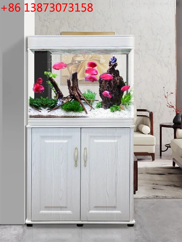 Small fish tank under circular arc corner filter ecological fish tank household lazy glass aquarium free of water change