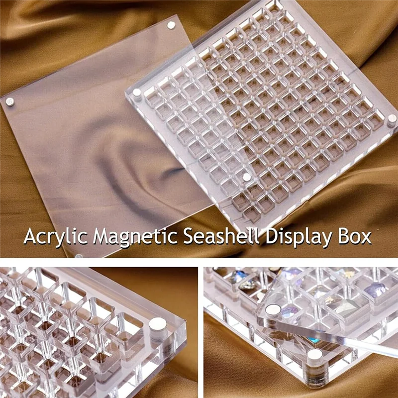 AIAI Display Box Acrylic Seashell Display Box Transparent Acrylic Seashell Storage Box Display Box(36 Grids)