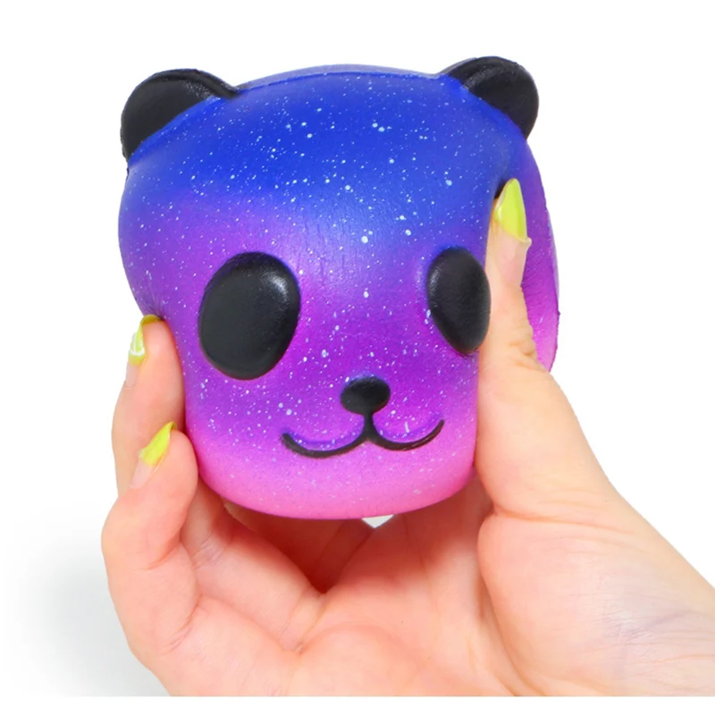 Jumbo Squishy Colorful Galaxy Panda Cute Slow Rising Stress Reliever Soft Squeeze Toy PU Bread Scented Xmas Fun Gift for Kid