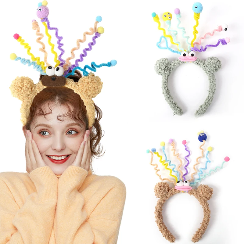 1PC Cartoon Sausage Mouth Wool Roll Hairbands Kids Lovely Funny Headband Ornament Hoops Band Hair Accessories Autumn And Winter