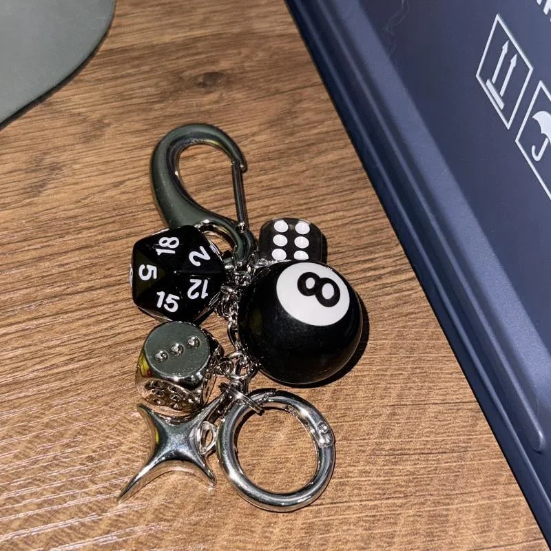 Vintage Dice Keychain Bag Charm Accessories Waist Charms Dice Zinc Alloy Ironworks Knot Buckle Design Belt Buckle Bag Pendant