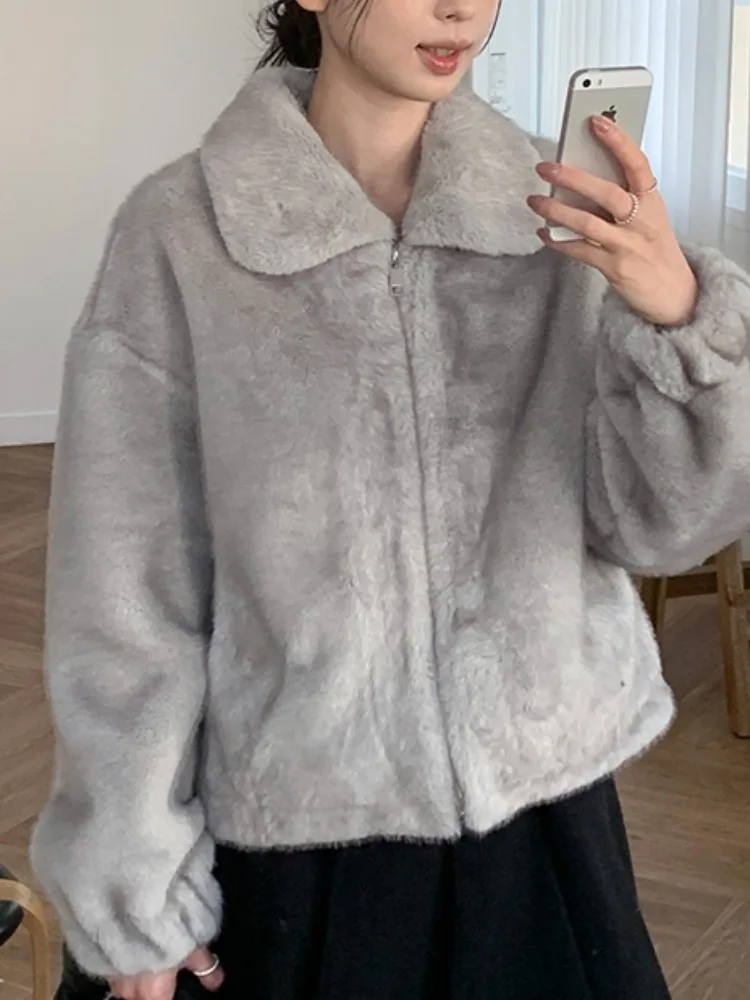 أنيقة الشتاء ort سستة طوق Sle المرأة فضفاضة الفراء Jaet الدافئة ألياف البوليستر الكورية Sle الوقوف صالح تنحنح مستقيم