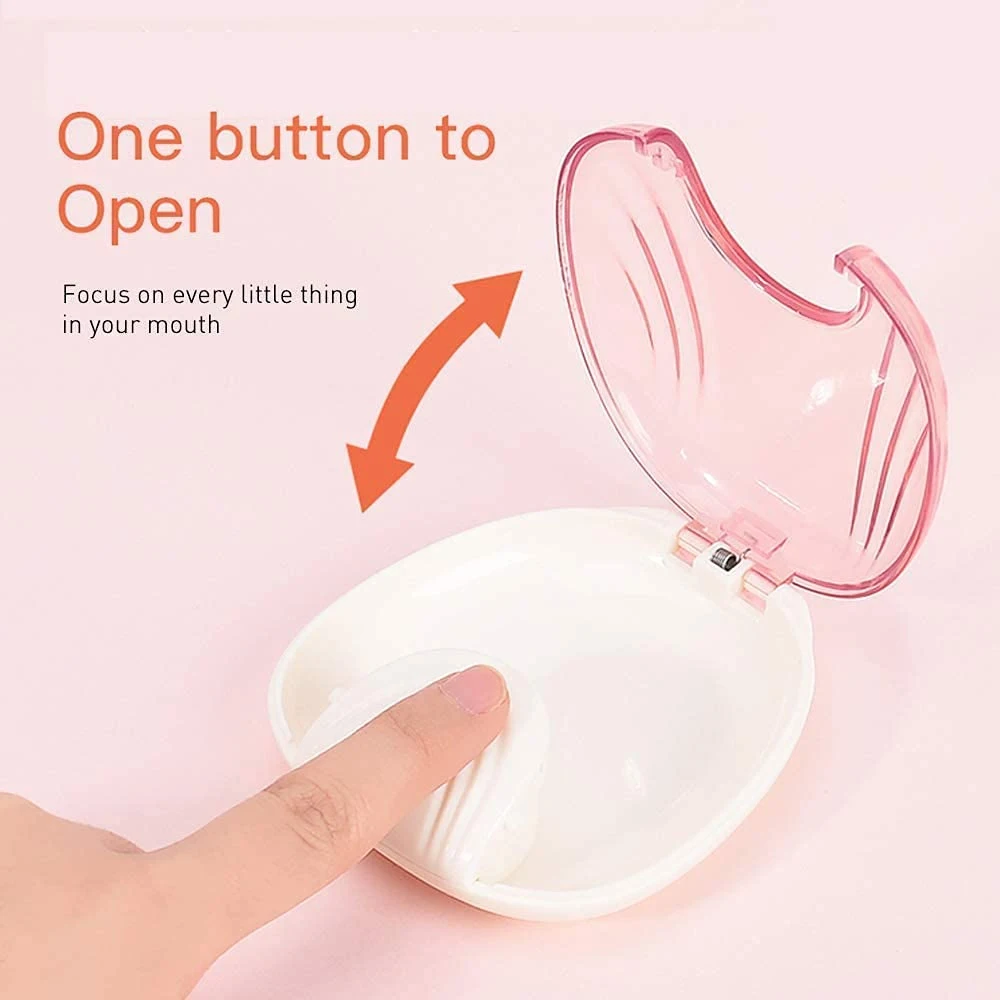 1Pcs Press-to-Open Dental False Teeth Cleaning Box Denture Bath Container Retainer Holder Case Denture Box Braces Covers Case