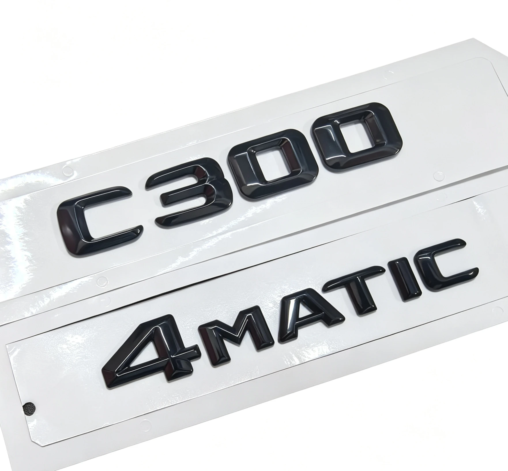 2 шт. глянцевых черных эмблем на заднюю часть C300+4MATIC MB, декоративная табличка с номером, аксессуары