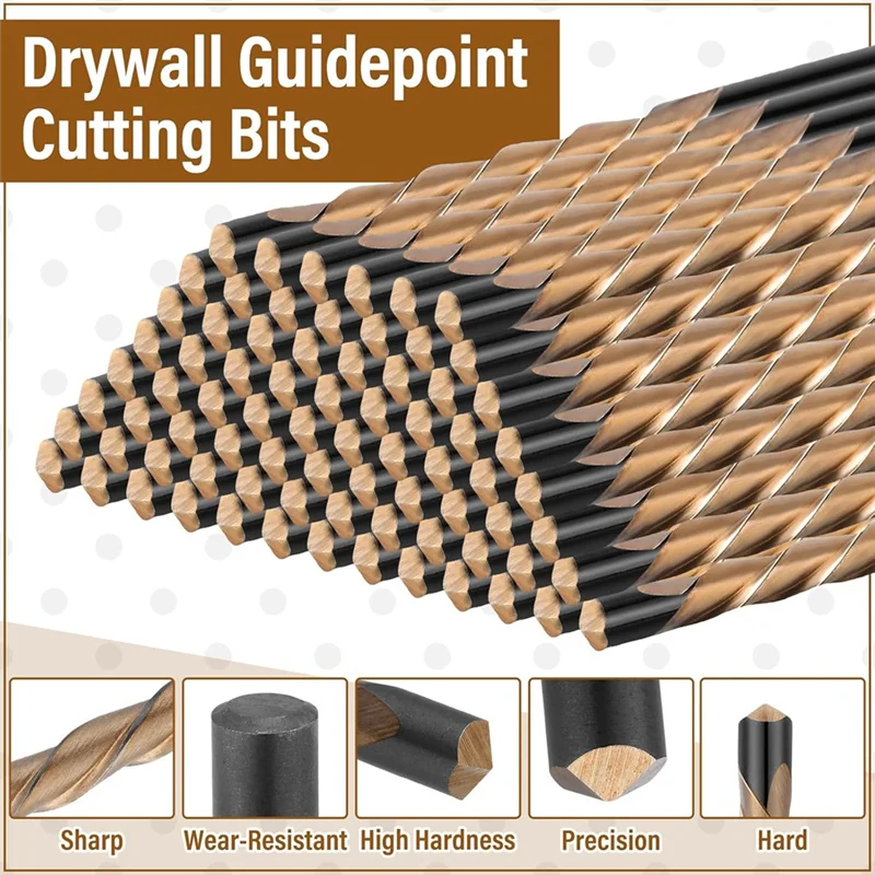 A19F-100Pc Drywall Drill Bits Pilot Point Cutting Drill Bits Diameter Drywall Router Drill Bits Drywall Tools For Spiral Saw
