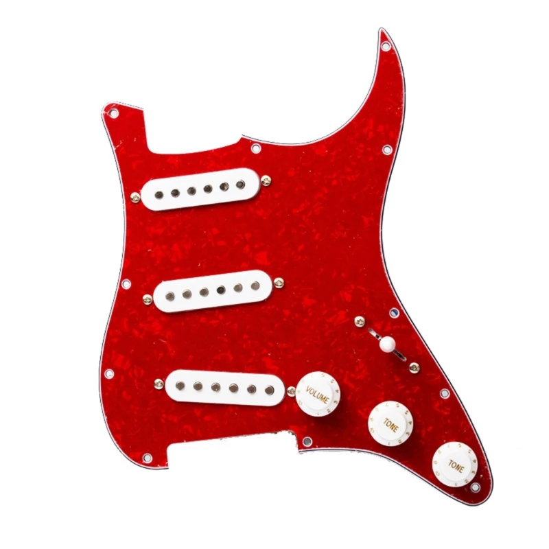 11 Holes Guitar Single Coil Pickups Prewired-Loaded SSS Pickguard Scratch Plate Set with Back Cover Guitar Parts, 3Ply