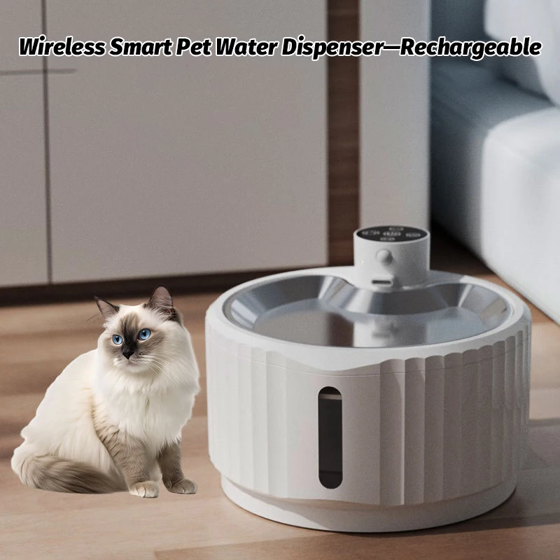 Pet water dispenser, wireless intelligent circulation, rechargeable, 2.8L capacity，Three water spray modes