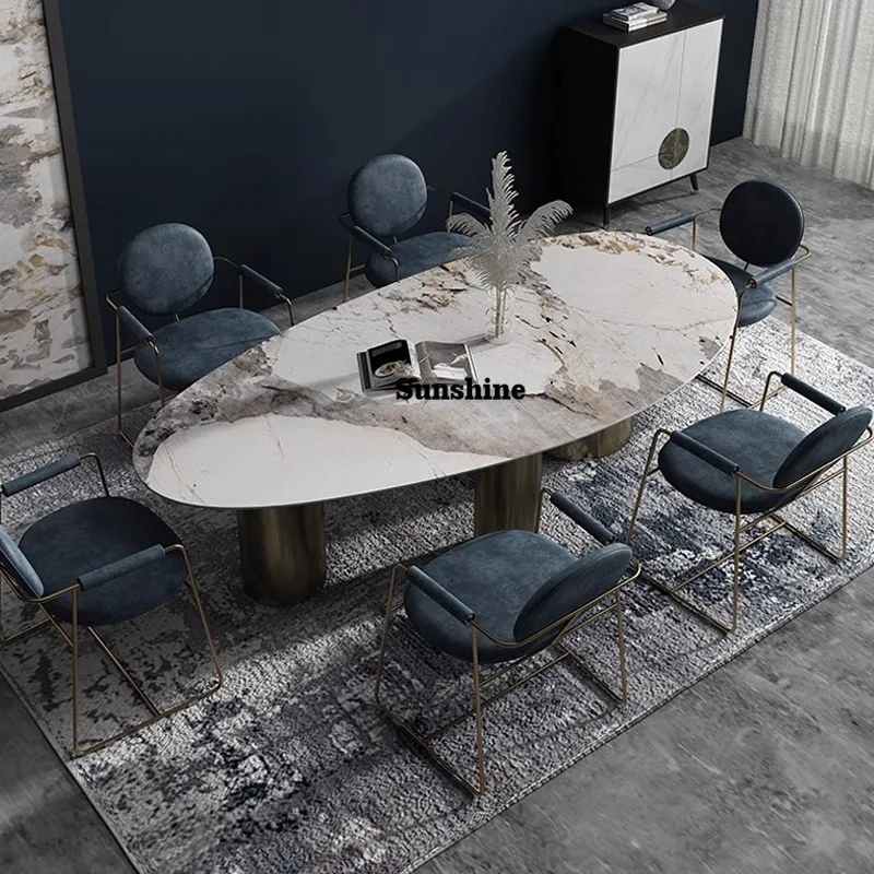 

Italian Luxury Teardrop Stone Table, Modern Minimalist Designer Dining Table, Heat&Scratch Resistant, Eco-Friendly, Customizable