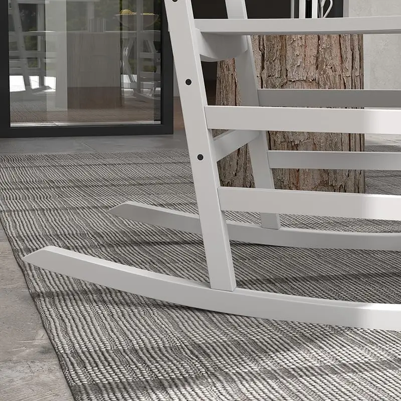 3 Piece Patio Rocking Chair Set, Outdoor Wood Conversation Set w/ 2 Rockers & 1 Coffee Table, Poplar Wooden Rocking Bistro