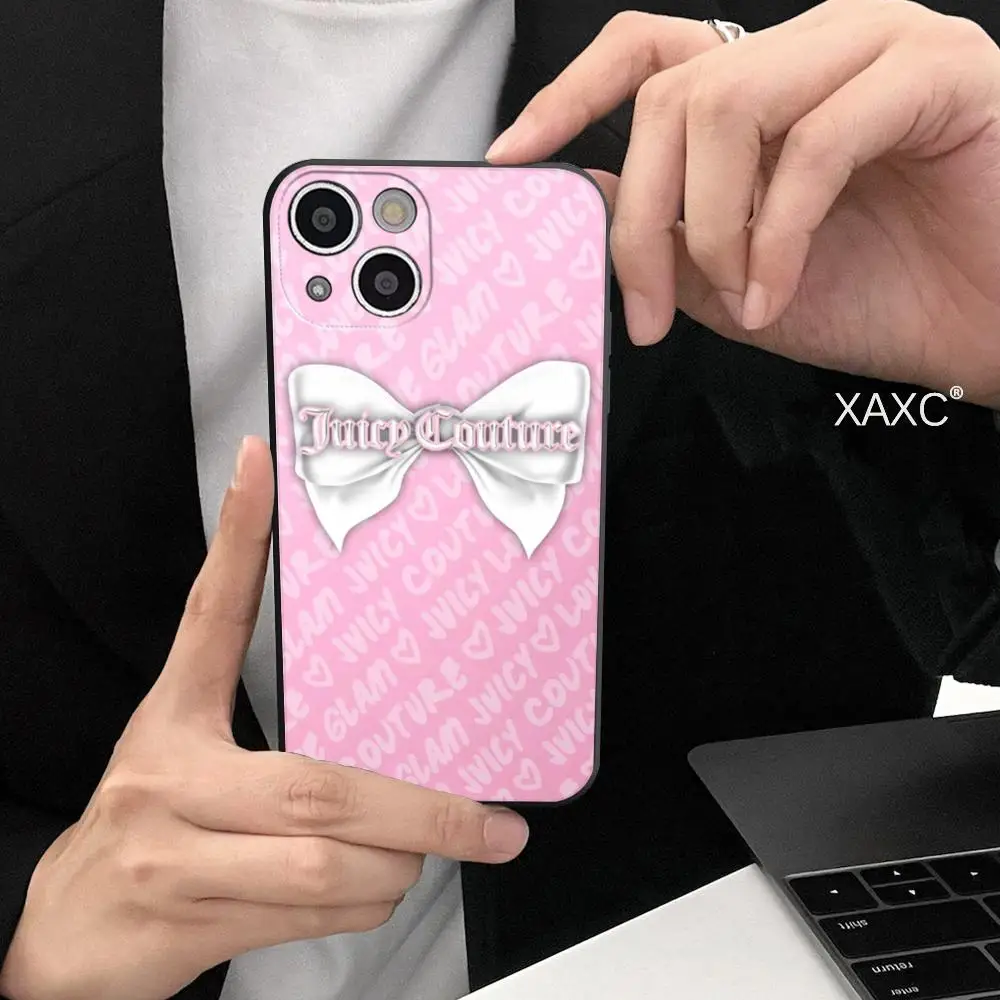 J-Juicy C-Couture Phone Case for Iphone 15 14 12 11 13 Pro Max Mini X XR XS 7 8 Max SE 2020 Soft Dark Skeleton Phone Covers