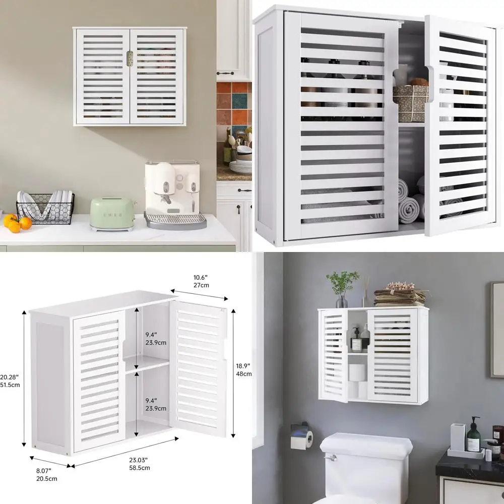 

Бамбуковый шкаф над унитазом с подвесным отсеком для медикаментов и регулируемой двойной дверцей, кухонный шкафчик