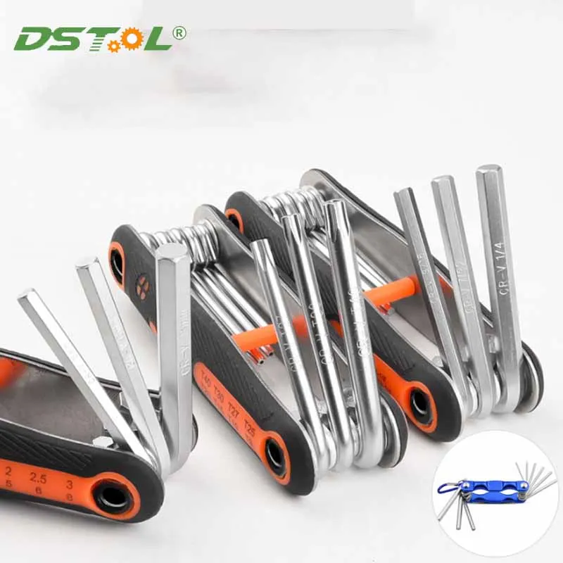 

Hexagon Torque Wrench Tool Folding Key Spanner Allen Wrench For Bike Repairing Tools Metric British Plum Blossom Screwdriver