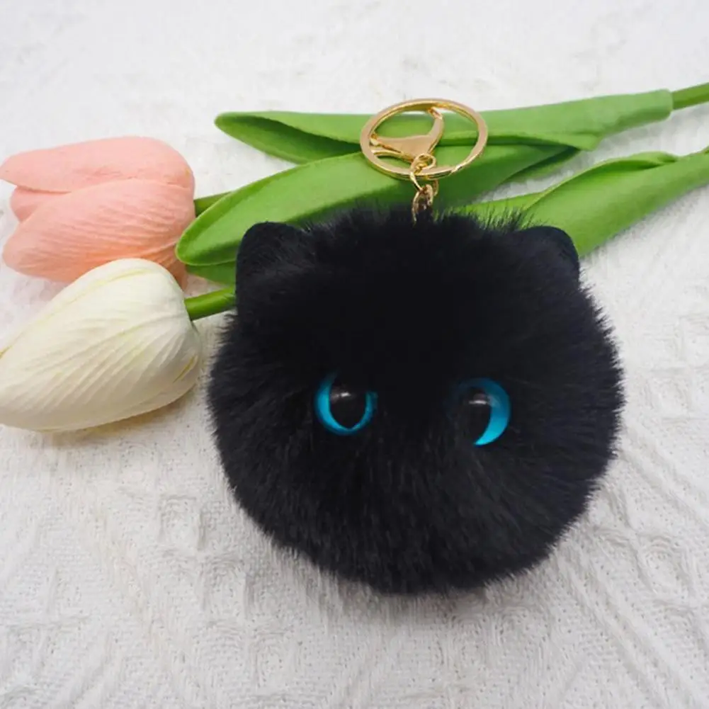Decorative Keyring Cute Faux Fur Ball Keychain Soft Pompom Tail Accessory Car Bag Charm for Ladies Stylish Key Ring Gift for Mom