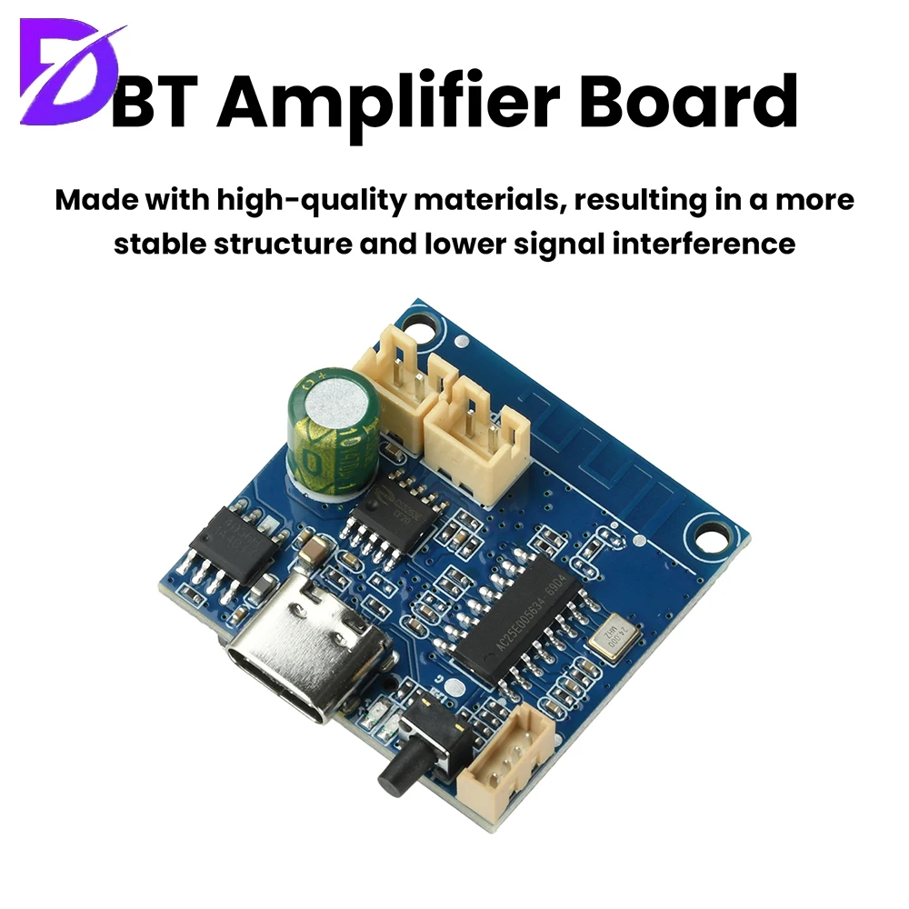 5W Bluetooth Amplifier Module with TWS Pairing High Fidelity Output TYPE-C Rechargeable Audio Amplifier Board for DIY Projects