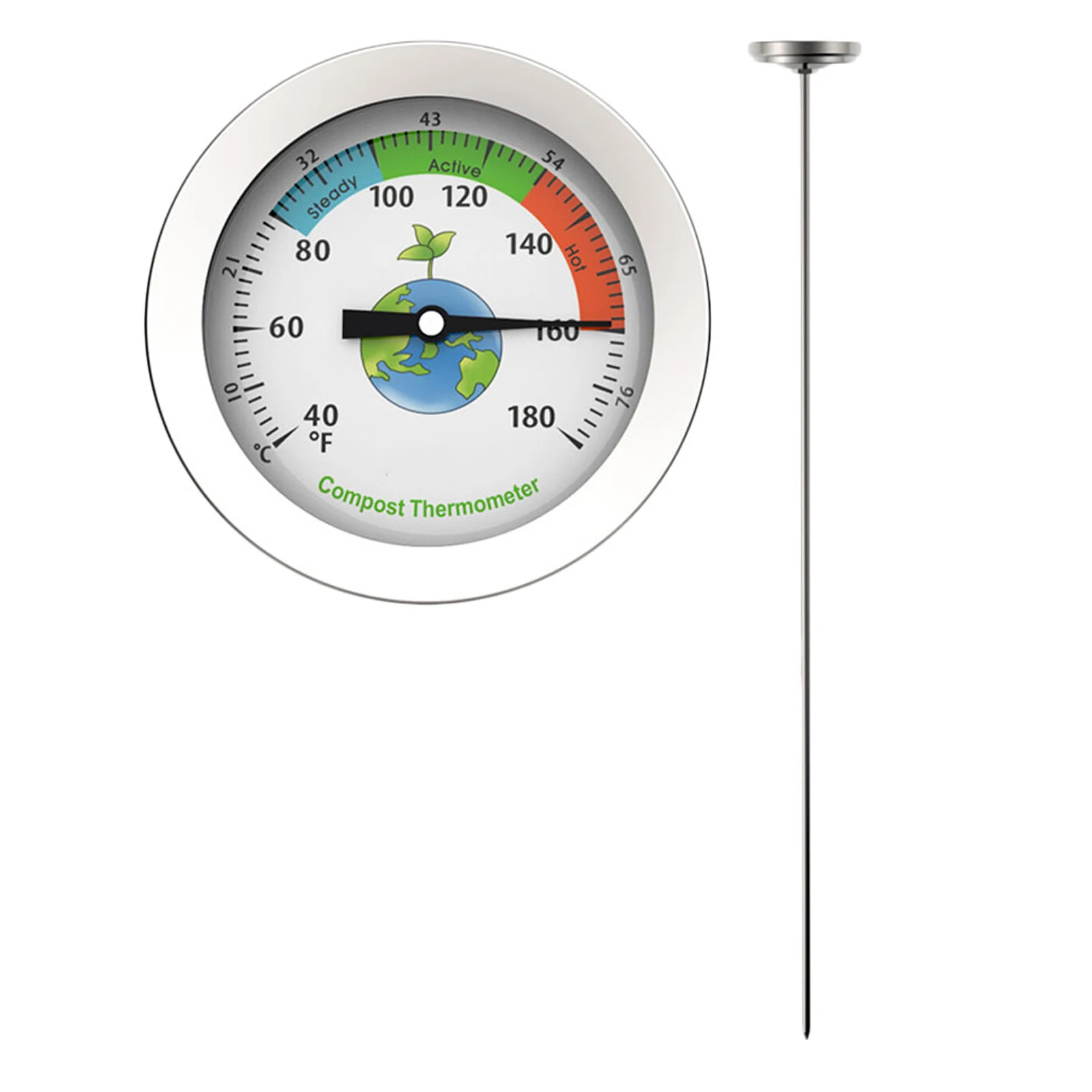 

Outdoor Soil Thermometer Plants Stainless Steel Compost Temperature Probe for Greenhouse