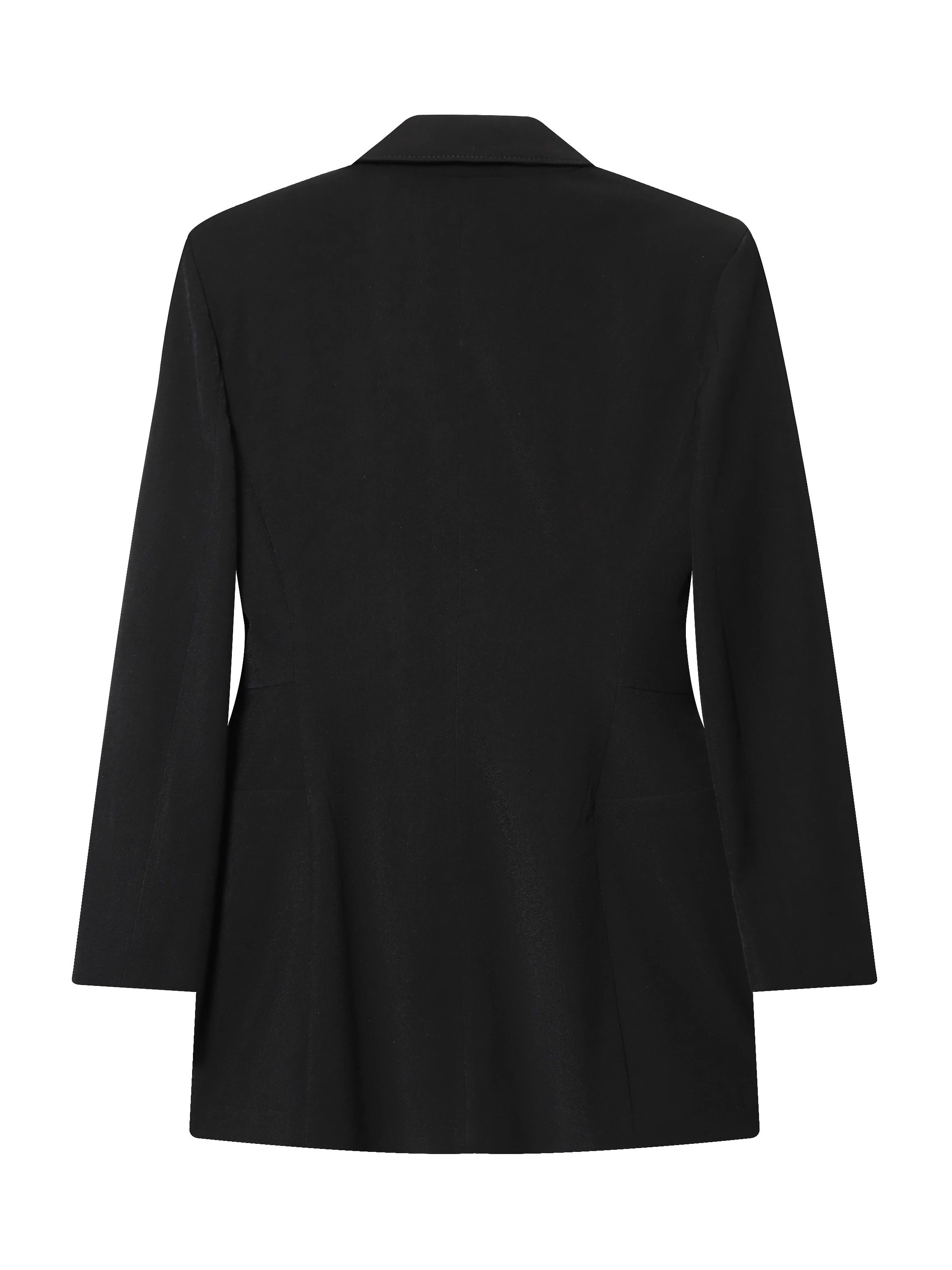 Elegant Black Double-Breasted Waist-Cinching Shoulder-Length Women's Suit Jacket for Professional Occasions European Style