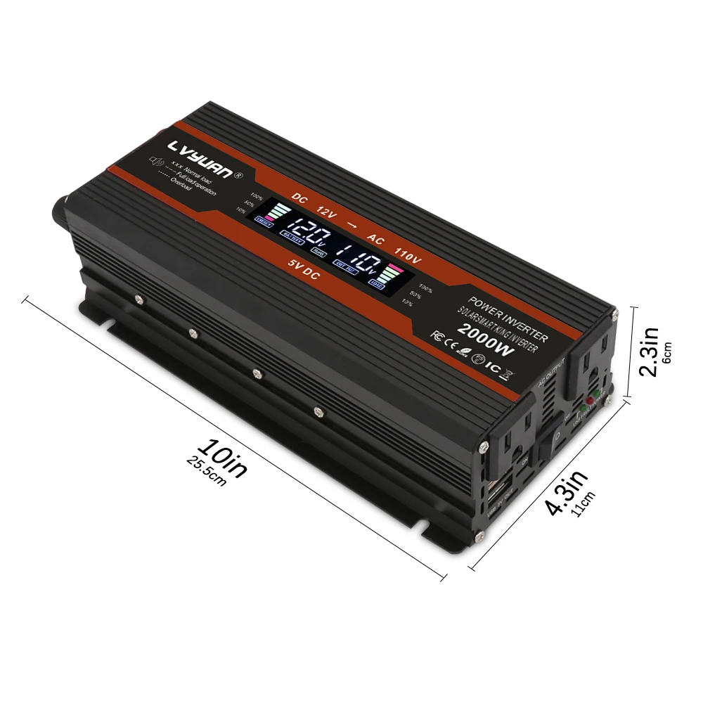 Power Inverter DC 12V to AC 110V,Sockets and USB ports, suitable for charging cars, trucks, Emergency power supply