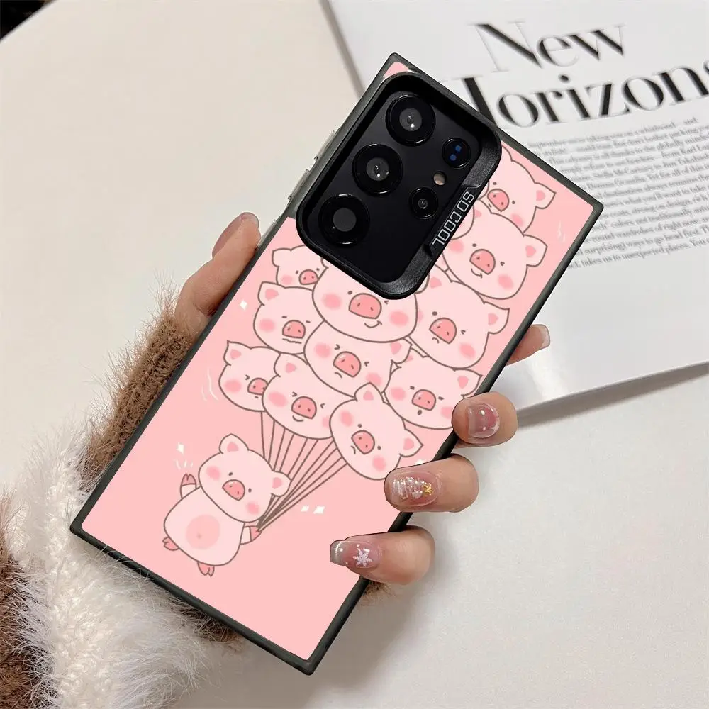 

Pink little pig case for Galaxy S25 S24 S23 S22 S21 S20 Ultra/ FE/Plus shock-proof rear cover anti-fingerprint