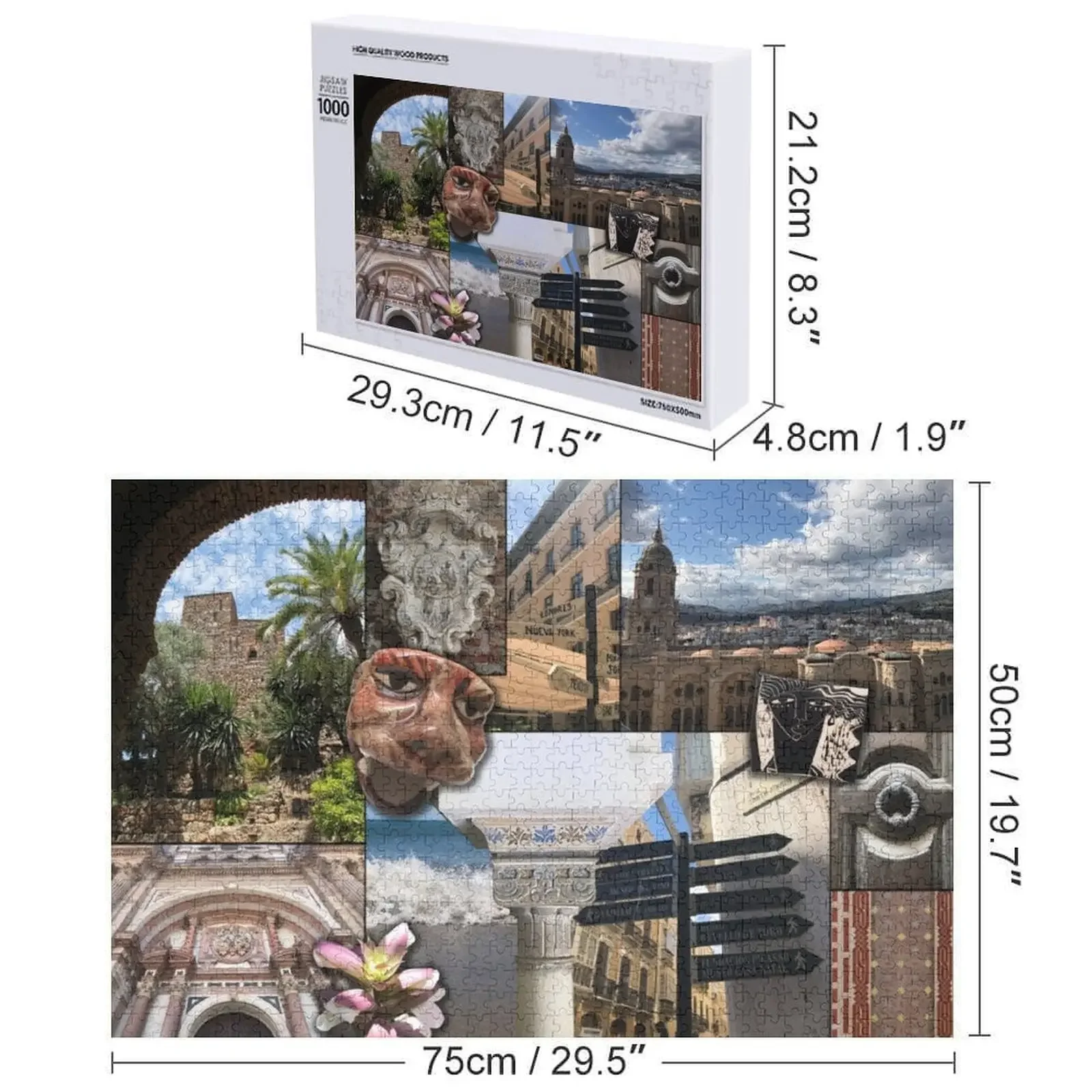 Málaga Espanha Quebra-cabeça Presente Personalizado Bebê Quebra-cabeça De Madeira