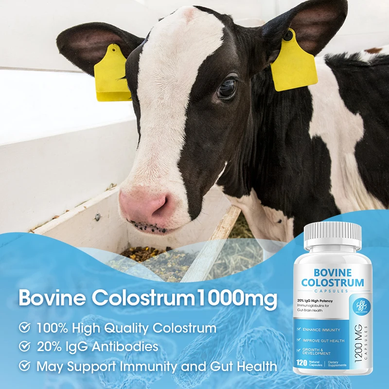 Bovine Colostrum Powder Capsules 10000mg 40%IgG Promote Gut Digestive Health Boost Immune System Enhance Muscle Growth & Repair