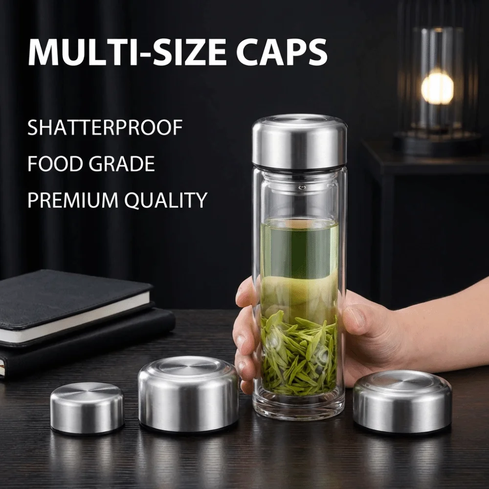 Stainless Steel Glass Cup Lid Sealed Drop-Resistant Stainless Steel Lid Leakproof Replacement Cover Water Bottle Lid Travel