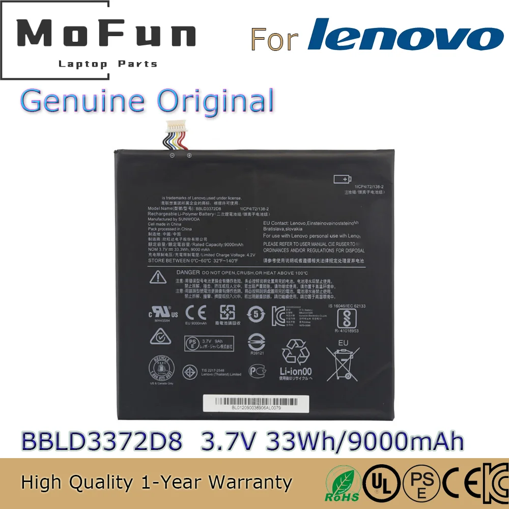 Brand New Original BBLD3372D8 3.7V 33.3Wh Laptop Battery for Lenovo IdeaPad Miix 320-10ICR (80XF00A5GE) 1ICP4/72/138-2