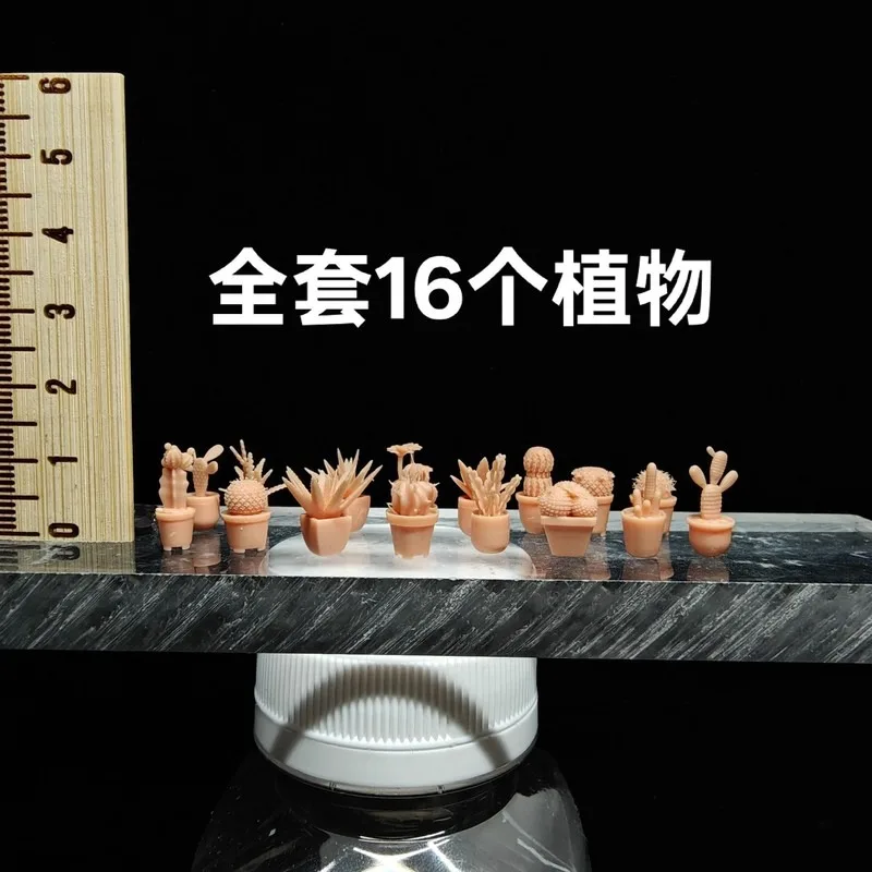 1/64 Scale Miniature Figure Potted Plant Flower Stand Scene Prop Small Ratio High Precision 3D White Model