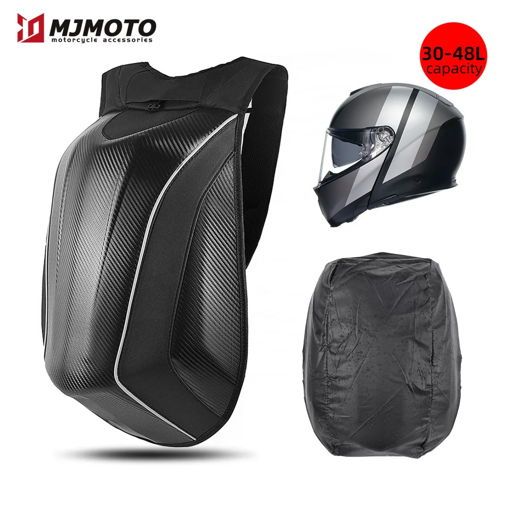 

Motorcycle Multi-functional Backpack Carbon Fiber Waterproof Reflecitve Drop-proof Cycling Bag Anti-fall Hard Shell Helmet Bags