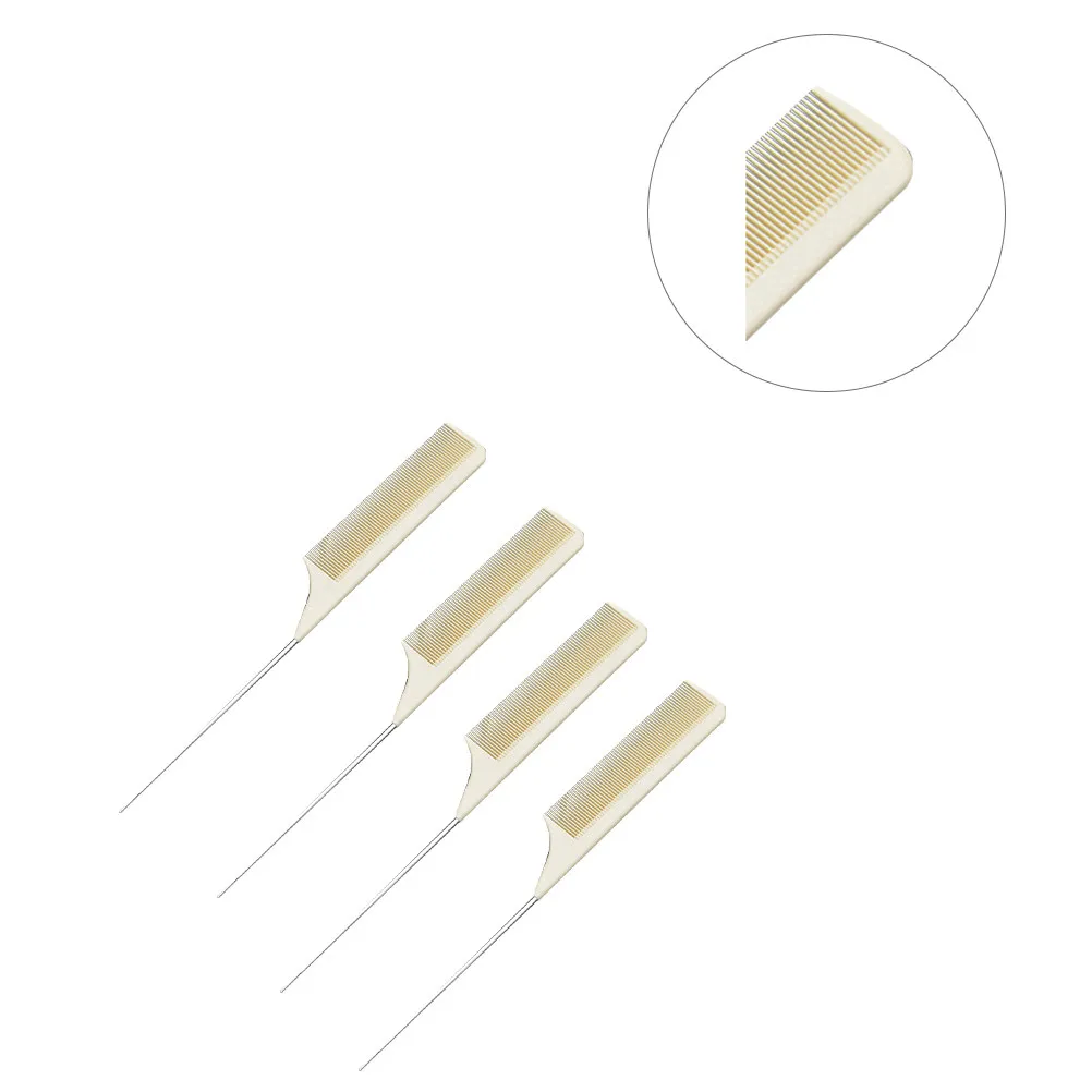 

Набор из 4 профессиональных антистатических расчесок-хвостиков со стальными зубцами для укладки, разделения прядей, начеса и окрашивания волос в салоне