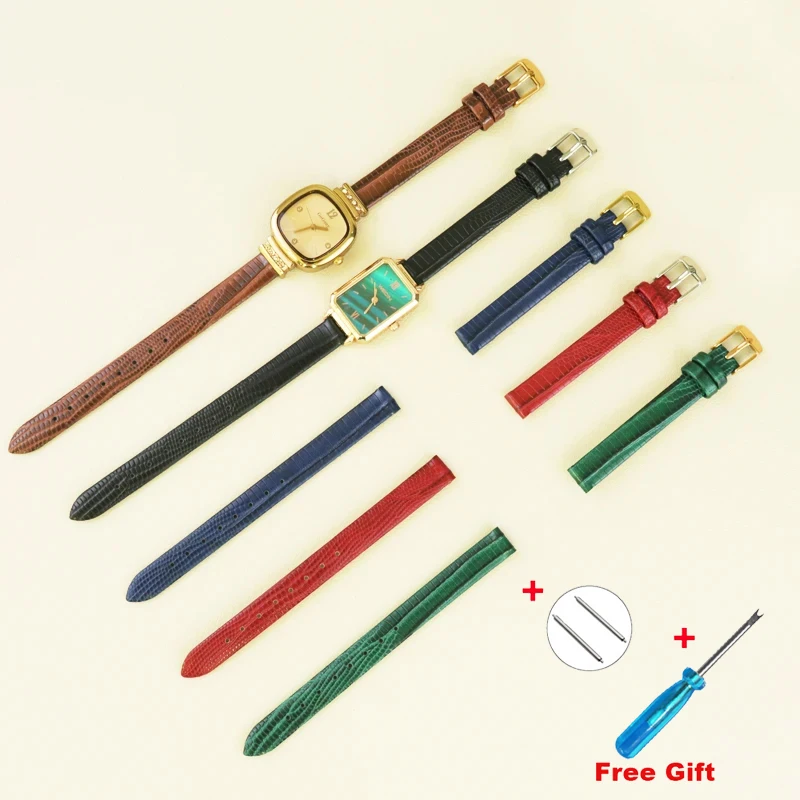 *new style* Watch strap Lizard Grain Slim Leather 8mm 10mm 12mm 14mm 16mm For Women Watch Accessories High Quality Lizard